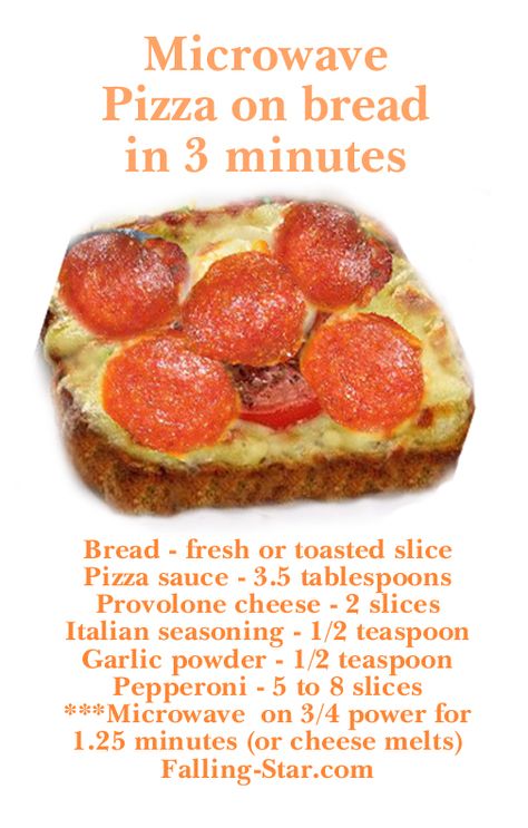 Microwave Garlic Bread, Easy Healthy Microwave Meals, Pizza On Bread, Microwave Pizza Recipe, Microwaveable Meals, Homemade Microwave Meals, Microwave Recipes Dinner, Dorm Meals, Healthy Microwave Meals