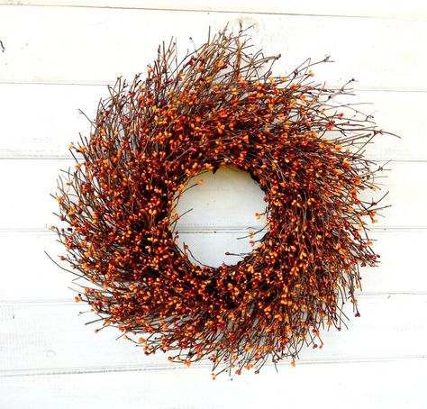 Fall Front Porch Ideas, Fall Door Decorations, Twig Wreath, Door Wreaths Fall, Berry Wreath, Fall Door, Thanksgiving Wreaths, Rustic Wreath, Farmhouse Fall