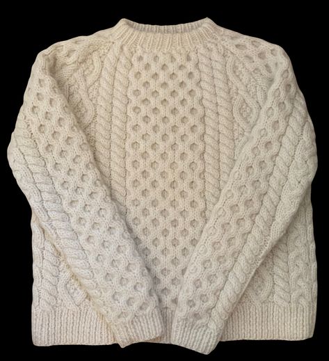 Crew neck. Honeycomb, cable, diamond
and lattice design. 4 strands of Icelandic Plotulopi wool. Softness and fluffiness: Medium rating. Thickness: Thick but comfortable. Aran Sweaters, Aran Jumper, Aran Sweater, Knit Picks, Hand Knitting, Knitwear, Jumper, Off White, Wool