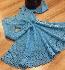 Long Sleeve Crochet Dress, Crochet Dress Pattern Free, Crochet Skirts, Crochet Baby Clothes, Crochet Clothes Patterns, Crochet Dress Pattern, Boho Crochet, Crochet For Kids, Knit Outfit