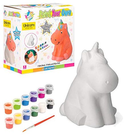 Unicorn Crafts For Kids, Unicorn Piggy Bank, Unicorn Craft, Personalised Money Box, Unicorn Crafts, Paint Your Own Pottery, Kids Money, Craft Kits For Kids, Crafty Kids