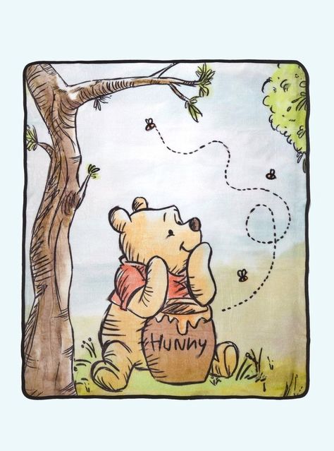 Winnie The Pooh Hunny Pot, Winie The Pooh, Pooh Hunny Pot, Winnie The Pooh Art, Winnie The Pooh Hunny, Winnie The Pooh Drawing, Pooh Pictures, Hunny Pot, Disney Blanket