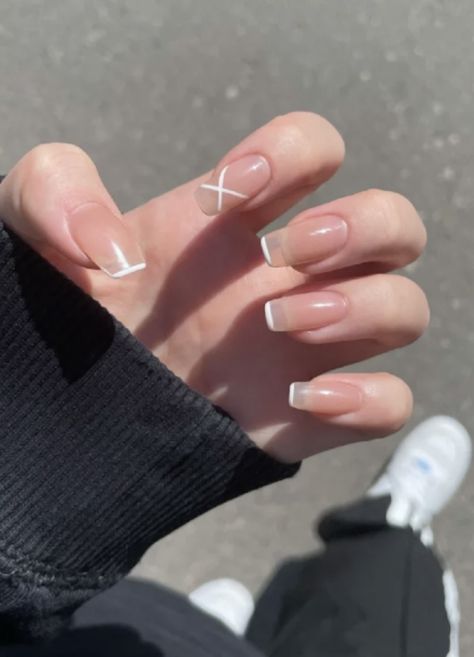 Monochrome Nails, Minimal Nails Art, G Nails, Asian Nails, Korean Nails, Gel Nails Diy, Minimal Nails, Basic Nails, Blush Nails