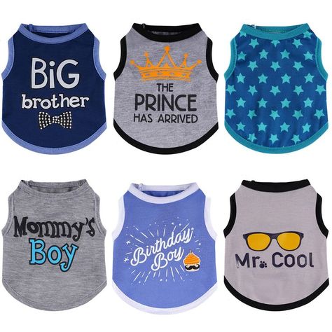 6 Pack Small Boy Dog Shirts Cute Funny Puppy T Shirt Summer Chihuahua Clothes Boy Puppy Clothes Small Dog Apparel for Boys Dog Shirts Cat Clothes Breathable Vest Apparel Puppy Vest for Dog Cat (XS) Pet Shirts For Dogs, Outfits For Dogs Pet Clothes, Small Dog Shirt Pattern Free, Boy Dog Clothes, Chihuahua Clothes, Girl Dog Clothes, Dog Vests, Cute Small Dogs, Cute Dog Clothes