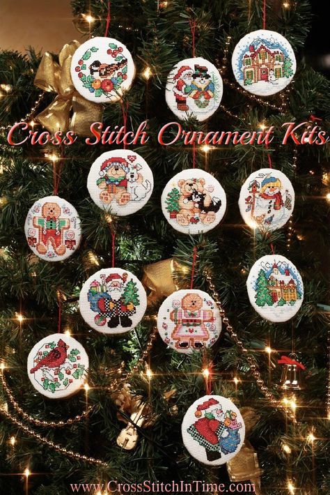 Elegant Christmas Tree Decorations, Unique Christmas Ornaments, Elegant Christmas Trees, Christmas Ornament Wreath, Cross Stitch Christmas Ornaments, Ornament Kit, Cross Stitch Patterns Christmas, Cross Stitch Christmas, Stitch Christmas