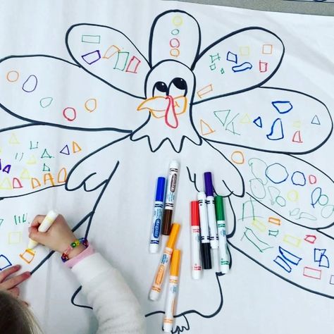 Turkey Butcher Paper Activity, Fall Butcher Paper Activities Preschool, Thanksgiving Butcher Paper Activities, Turkey Trouble Preschool Activities, Pre K Turkey Activities, Turkey Shapes, Thanksgiving Place Mats For Kids, 10 Fat Turkeys Activities Preschool, Thanksgiving Centers Preschool