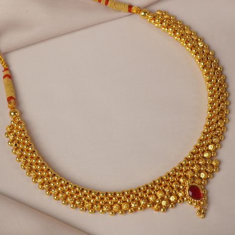 Full new range of kolhapuri thushi designs now restocked!! Red stones, ghungroos and patta patterns! Whatsapp - 9403830260 #thushi #kolhapurithushi #thushicollection Kolhapuri Thushi Designs, Thushi Necklace Gold Designs, Thushi Necklace Gold, Thushi Designs, Thushi Necklace, Malabar Jewellery, Red Stones, Gold Designs, Red Stone