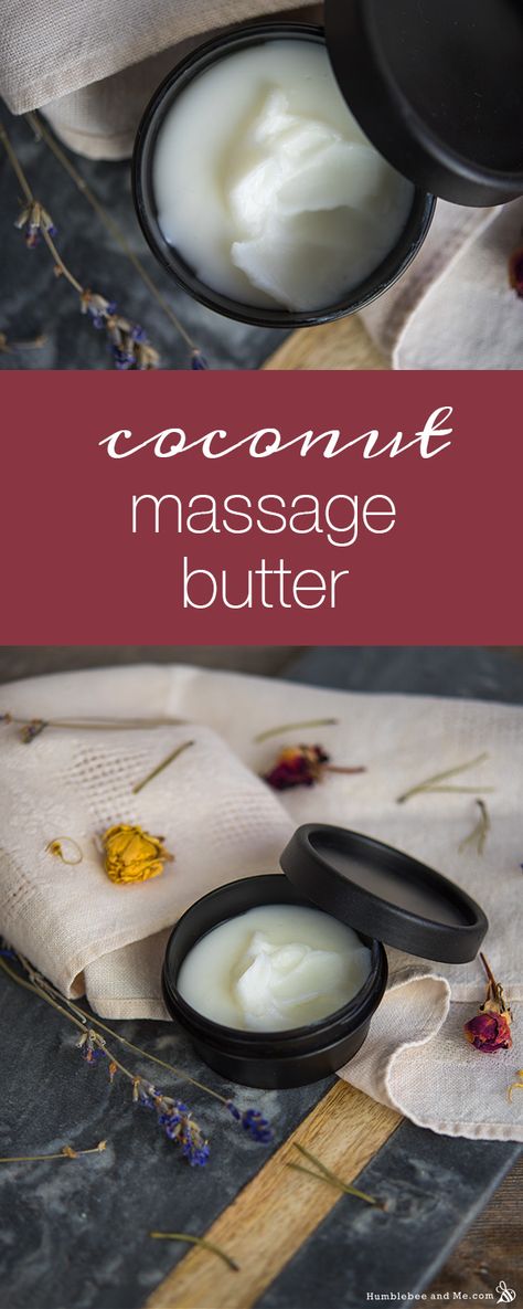 Coconut Massage Butter - Humblebee & Me Homemade Massage Oil, Coconut Oil Massage, Massage Oils Recipe, Diy Massage, Homemade Cosmetics, Massage Lotion, Diy Kosmetik, Homemade Beauty Tips, Best Beauty Tips