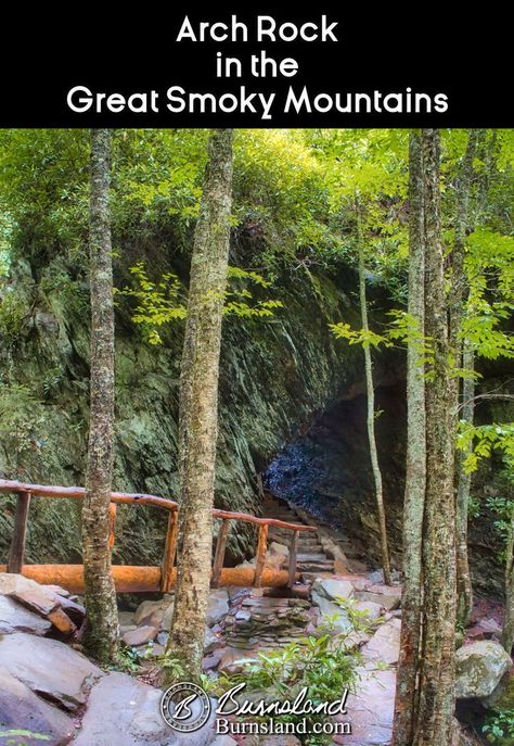 Arch Rock is found along the Alum Cave Trail in the Great Smoky Mountains of Tennessee. And we almost missed it! Sort of. Alum Cave Trail Great Smoky Mountains, Smokey Mountains National Park, Mountain Mural, Nc Mountains, Great Smoky Mountains National Park, Great Smoky Mountains, Gatlinburg, Smoky Mountains, Kentucky