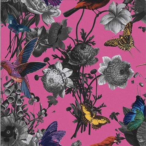 Sample Jardin Wallpaper in Magenta from the Exclusives Collection by G – BURKE DECOR Why Not Wallpaper, Pink Removable Wallpaper, Pink Palette, Graham & Brown, Teal Yellow, Brown Wallpaper, Wallpaper Murals, Stunning Wallpapers, Modern Wallpaper