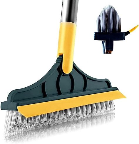 Amazon.com: 2 in 1 Cleaning Scrub Brush Grout Brush Scrape Floor Scrub Brush with Long Handle V-Shape Stiff Bristle Brush Scrubber with Squeegee 120°Rotating Magic Broom Brush for Cleaning Bathroom Glass Wall : Health & Household Bathroom Glass Wall, Magic Broom, Floor Brush, Floor Scrubber, Tile Cleaners, Shower Scrubber, Clean Tile, Grout Cleaner, Glass Bathroom