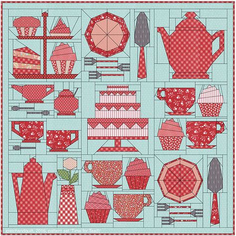 Time for Tea(l) - 3 x 3 blocks | Esther Frenzel | Flickr Colchas Quilting, Patchwork Quilting Designs, Paper Pieced Quilt Patterns, Freemotion Quilting, Foundation Paper Piecing Patterns, Time For Tea, Paper Pieced Quilt, Patchwork Quilt Patterns, Paper Piecing Quilts