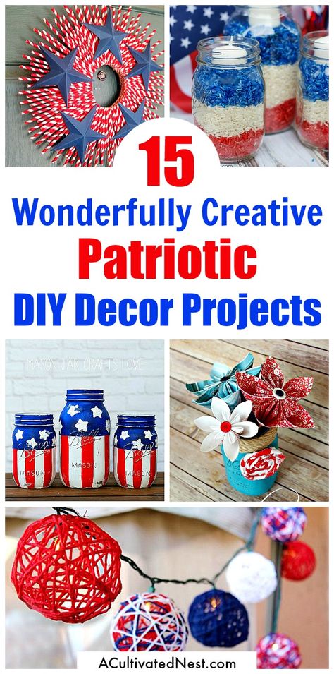 Patriotic Decorations Diy, Patriotic Diy, Fourth Of July Decor, Patriotic Crafts, 4th Of July Celebration, 4th Of July Decorations, July Crafts, Home Decor Projects, 4th Of July Party