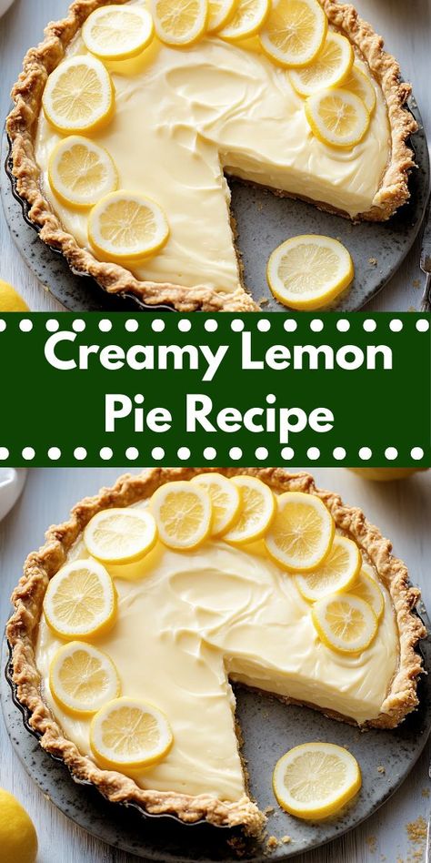 Craving a refreshing dessert? This Creamy Lemon Pie Recipe is the perfect balance of tart and sweet. It's an easy dessert that will delight your family, making it ideal for any occasion. Lemon Cream Pie Recipe, Lemon Baked Goods, Creamy Lemon Pie, Easy Lemon Pie, No Bake Lemon Pie, Lemon Pie Recipe, Lemon Cream Pies, Citrus Desserts, Lemon Pie Filling