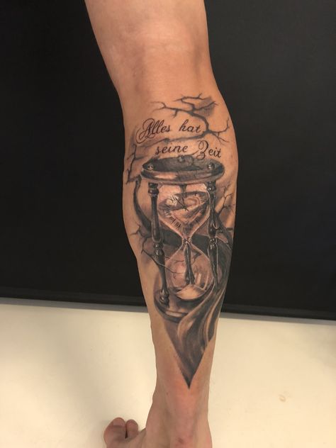 Tattoo Wade, Date Tattoo Ideas, Scroll Tattoos, Calf Tattoo Men, Date Tattoo, David Tattoo, Full Chest Tattoos, Trash Polka Tattoo Designs, Hourglass Tattoo