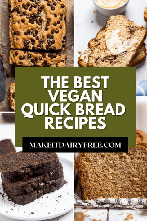 The Best Vegan Quick Breads - Make It Dairy Free Dairy Free Quick Bread, Quick Breads Recipes, Vegan On The Go, Vegan Cake Mix, Gluten Free Quick Bread, Breads Recipes, Vegan Banana Bread Recipe, Vegan Pumpkin Bread, Vegan Bread Recipe