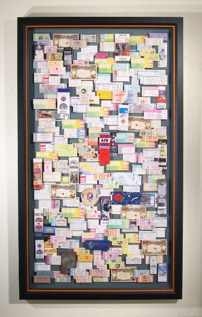 ticket+collection+box+art | Experimenting with Art and Frames | Islands Framing Gallery Concert Ticket Display, Ticket Display, Concert Ticket Gift, Travel Ticket, Diy Shadow Box, Travel Keepsakes, Ticket Stubs, Super Gifts, Travel Souvenirs