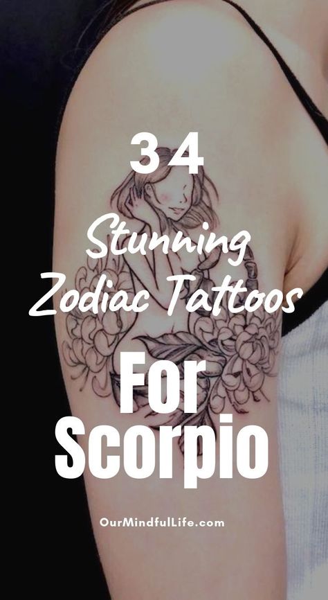 Zodiac Scorpio Art Tattoo Ideas, Scorpio Half Sleeve Tattoo, Ying Yang Scorpio Tattoo, Women Unique Tattoos Ideas, Zodiac Tattoos Scorpio Woman, Scorpio Zodiac Tattoo Design For Women, Tattoo Ideas Female Zodiac Scorpio, Scorpio Pheonix Tattoo Symbols, Scorpio Goddess Tattoo Design