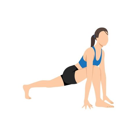 Woman doing high lunge pose alanasana exercise. Flat vector illustration isolated on white background Curtsy Lunges, Fertility Tracker, Flat Vector Illustration, Flat Vector, Fertility, Vector Art, White Background, Vector Illustration, Clip Art