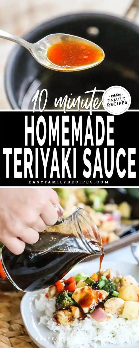 BEST Homemade Teriyaki Sauce {Only 15 minutes to make!} · Easy Family Recipes Chicken Teriyaki Sauce, Make Teriyaki Sauce, Teriyaki Noodles, Sticky Sauce, Teriyaki Sauce Recipe, Asian Sauce, Homemade Teriyaki Sauce, Teriyaki Sauce, Easy Family Meals