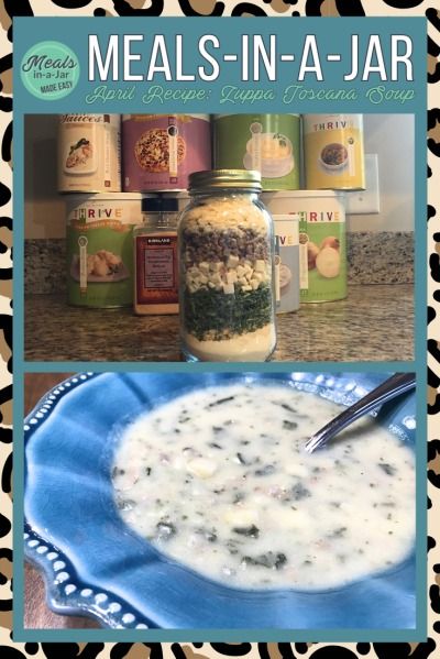 Zuppa Toscana Soup Copycat Recipe (Meal-in-a-Jar) - Your Thrive Life Olive Garden Zuppa Toscana Soup, Thrive Life Recipes, Olive Garden Zuppa, Dehydrated Meals, Zuppa Soup, Olive Garden Zuppa Toscana, Thrive Recipes, Zuppa Toscana Soup, Soup In A Jar