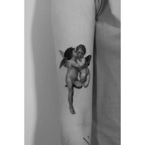 Psyche Tattoo, Baby Angel Tattoo, Cupid Tattoo, Adolphe Bouguereau, Cherub Tattoo, William Adolphe, Kunst Tattoos, Cupid And Psyche, William Adolphe Bouguereau