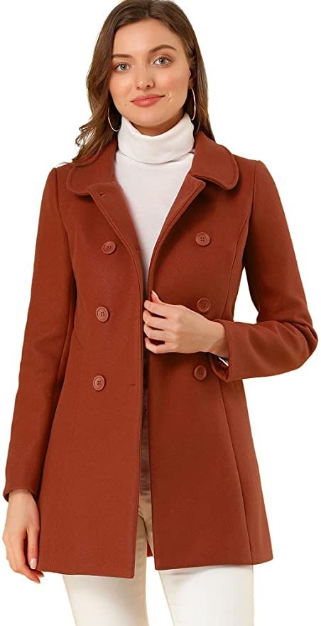 Amazon.com: Allegra K Women's Peter Pan Collar Double Breasted Winter Long Trench Pea Coat : Clothing, Shoes & Jewelry Winter Pea Coat, Coat Collar, Womens Dress Coats, Winter Overcoat, Doll Collar, Coat Women Fashion, Long Winter Coats, Outwear Coat, Double Breasted Trench Coat