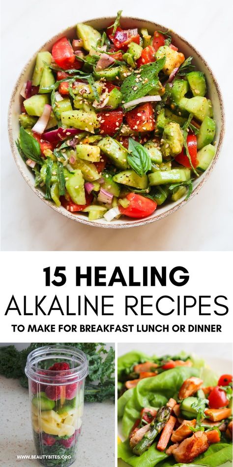 Healthy alkaline diet recipes to enjoy for a more alkaline diet! Including alkaline recipes for dinner, lunch and breakfast, vegan alkaline diet recipes and some alkaline recipes with meat and fish. High Alkaline Diet, Alkaline Fruits And Vegetables, Recipes With Meat, Top Alkaline Foods, Alkaline Snacks, Alkaline Foods List, Alkaline Fruits, Dr Sebi Recipes Alkaline Diet, Alkaline Diet Plan