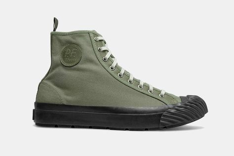 Todd Snyder x P.F. Flyers Grounder Hi-Top Pf Flyers, Fall Sneakers, Baseball Shoes, Todd Snyder, Us Military, Hi Top, Sleek Fashion, Last Call, Converse Chuck Taylor High Top Sneaker