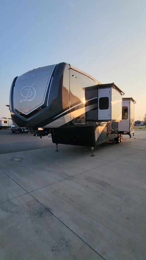 2024 Mobile Suites 41RKDB luxury fifth wheel at Couchs RV Nation. #rvlife #camping #camp #glamping #fifthwheel #caravan #tinyhouse #allaboutrvs | All About RVs | Giulio Cercato · Turn Back Time (feat. Kianna) Rv Glamping, Luxury Fifth Wheel, Turn Back Time, 5th Wheels, Rv Life, Fifth Wheel, Glamping, Caravan, Decks