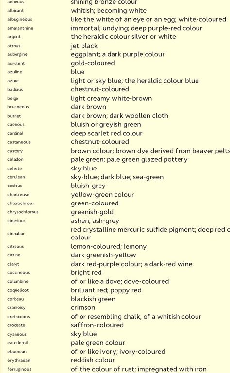 From The Phrontistery- a list of unusual words to describe that one color (part 1).  How many of these could yo use to describe the sky? Descriptive Words For Atmosphere, Words To Describe Sunsets, How To Describe Dresses, Words To Describe Weather, Words Describing Beauty, Describing Weather Writing, Words To Describe Places, One Word To Describe Yourself, How To Describe A Setting