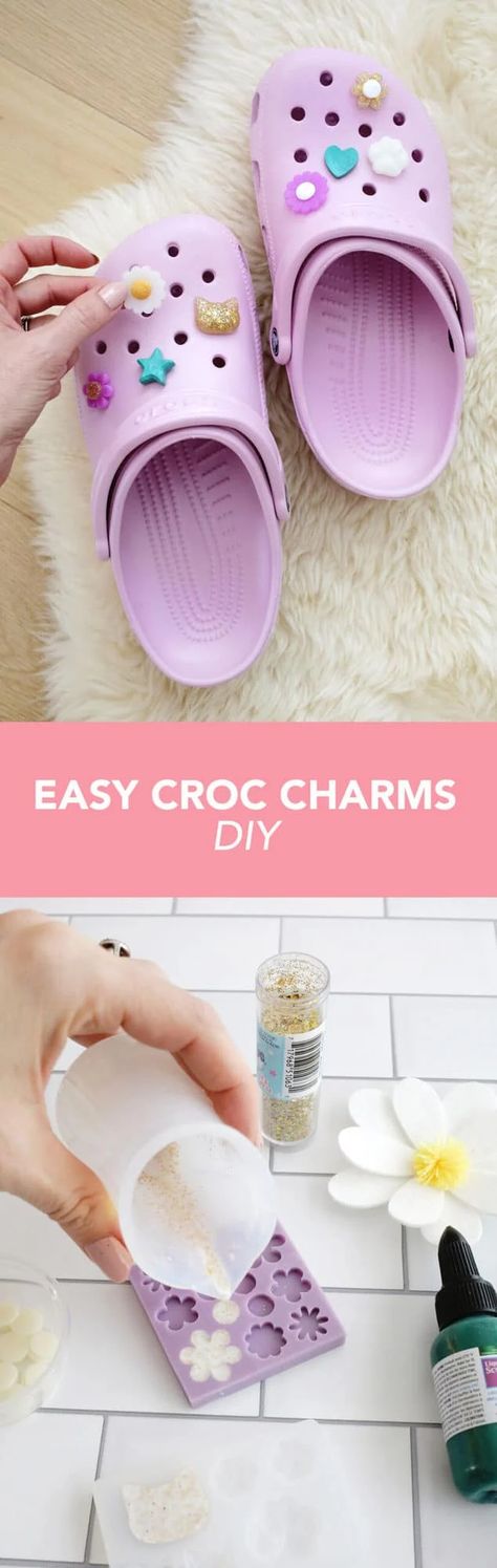 Easy DIY Croc charms! Working with @sculpey #sponsored Polymer Clay Stud Earrings Diy How To Make, How To Make Crocs Charms, How To Make Croc Charms Diy, Diy Crocs Jibbitz, Crock Charms Diy, Diy Jibbitz Crocs, Diy Jibbitz Charms, How To Make Croc Jibbitz Diy, Polymer Clay Jibbitz