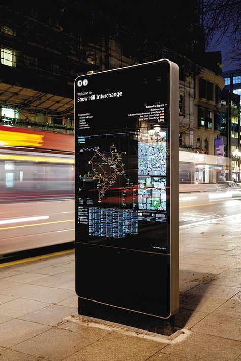 Interconnect Birmingham — City ID Bus Stop Sign, Interactive Kiosk, Digital Kiosk, Wayfinding Signage Design, Birmingham City Centre, Wayfinding Signs, Sign System, Wayfinding Design, Wayfinding System