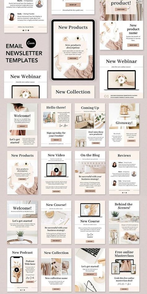 Create beautiful and professional emails in minutes with these Canva Email Newsletter Templates! All pre-designed templates are fully customisable in Canva! Gain full control over how your newsletter looks with Canva's user-friendly drag-and-drop interface. Easily edit the email template pages and change the colors, fonts, text, and photos. Increase your sales and boost your engagement Flodesk, ConvertKit,#newsletter #news #marketing #newspaper #magazine #emailmarketing #business Flodesk Email Template, Email Newsletter Ideas, Digital Newsletter Design, Email Marketing Design Newsletter Templates, Email Newsletter Template Design, Newsletter Design Layout, Email Marketing Template Design, Business Baddie, Email Marketing Templates