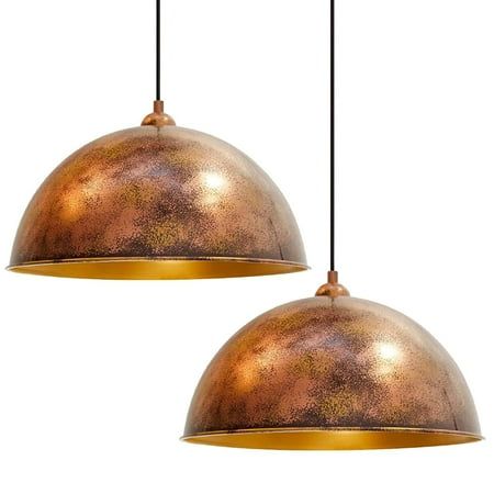 The material of the hand-painted dining room light fixture is metal. The diameter is 11.8" and the height of the pendant light fixtures is 7.8". The color of the rustic pendant lights kitchen island is copper. The inside of the vintage hanging lamp is gold. The socket of the hanging lamp is E26, a maximum of 60 watts, including a light bulb: NO. LED, halogen, and rustic lights can be used in this living room hanging light. The cable of the pendant lamp has a length of 47.2" and can be shortened Boho Light Fixture Dining Rooms, Painted Pendant Light, Antique Kitchen Lighting, Copper Fixtures Kitchen, Earthy Light Fixtures, Cabin Lighting Ideas, Spanish Light Fixtures, Hanging Kitchen Lights, Unique Kitchen Lighting