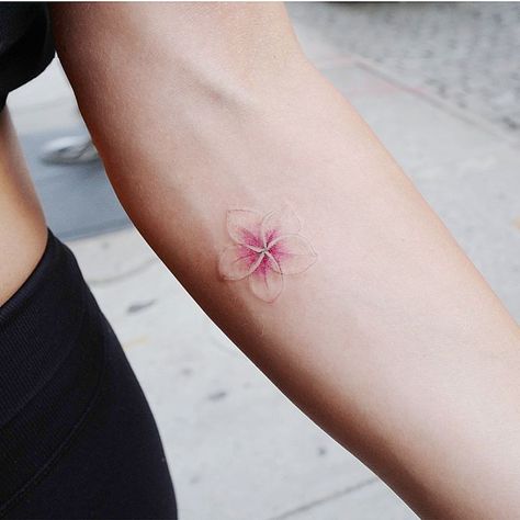 7,643 Likes, 42 Comments - Little Tattoos (@little.tattoos) on Instagram: “Plumeria tattoo by @tattooist_banul · Seoul 🇰🇷” Frangipani Tattoo, Plumeria Tattoo, Hawaii Tattoos, 16 Tattoo, Tattoo Neck, Muster Tattoos, Intricate Tattoo, Dainty Tattoos, Flower Tattoo Designs