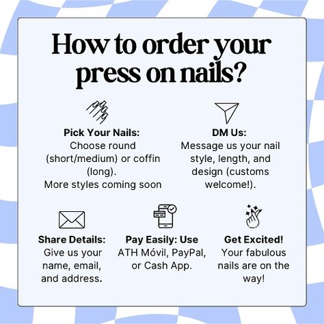 Step-by-step guide to ordering your perfect press-on nails! 💅✨ Follow along and create your customized set effortlessly. #PressOnNails #howtoordernails #pressonnailsforsale Press On Size Chart, How To Start Press On Nail Business, Press On Nails Business, Nails Practice, Art Wishlist, Nail Picking, Business Nails, Small Nail, Nail Prices