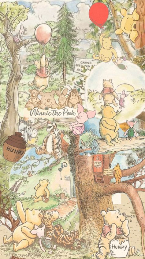 #winniethepooh #vintage Cute Winnie The Pooh Wallpaper, Winnie The Pooh Wallpaper, Pooh Wallpaper, Winnie The Pooh Pictures, Cute Winnie The Pooh, Cute Disney Drawings, Birthday Projects, Winnie The Pooh Friends, Vintage Winnie The Pooh