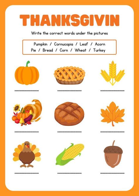 Thanksgiving Worksheets Preschool, Thanksgiving Worksheets, Thanksgiving School, Teacher Teaching, School Materials, Vocabulary Activities, Vocabulary Worksheets, Thanksgiving Printables, Thanksgiving Activities