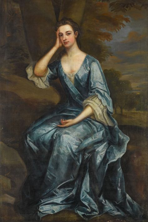 Portrait of a lady, said to be Catherine, Lady Paisley, wife of James Hamilton, Lord Paisley, full-length, wearing a blue dress and seated in a landscape | Royal & Noble | 2022 | Sotheby's Lady Hamilton, 17th Century Fashion, Fashion Timeline, 17th Century Art, Academic Art, Celebrity Tattoos, Art Uk, Wedding Art, Historical Costume