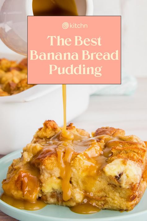 Banana Bread Pudding With Rum Sauce, Banana Bread Bread Pudding, Ripened Banana Recipes, Swedish Pastry, Rum Bread Pudding, Banana Bread Pudding Recipe, Extra Bananas, Bread Pudding Dessert, Best Bread Pudding Recipe