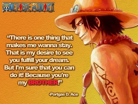 Portgas D. Ace Quotes One Piece, Ace Quote, Pieces Facts, Brook One Piece, Asl Brothers, One Piece Quotes, One Piece Fairy Tail, The Straw Hat Pirates, Itachi Akatsuki