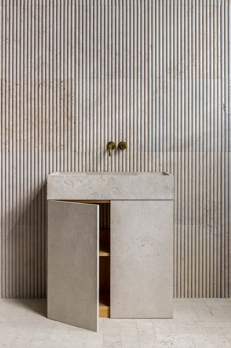 Rocco washbasin in natural stone | Il Granito London Interior Design, Small Bathroom Sinks, Architecture Bathroom, Casa Country, Guest Toilet, Stone Bathroom, Stone Basin, Concrete House, Bathroom Collections