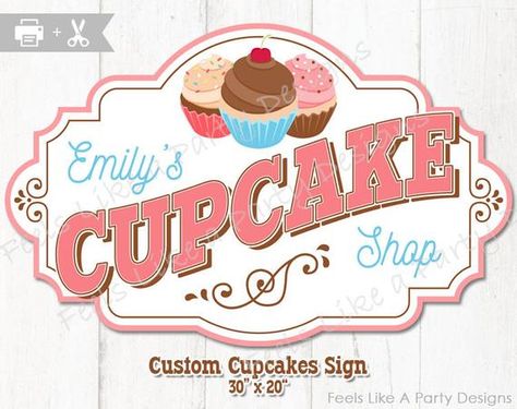 Custom Cupcake Sign - DIY Instant Download, Carnival Signs, Cupcake Banner, Cupcake Stand, Bake Sale Bake Sale Sign, Pink Printables, Cupcakes For Sale, Cupcake Sign, Stall Decorations, Bakery Aesthetic, Carnival Signs, Cupcake Signs, Poster Boards