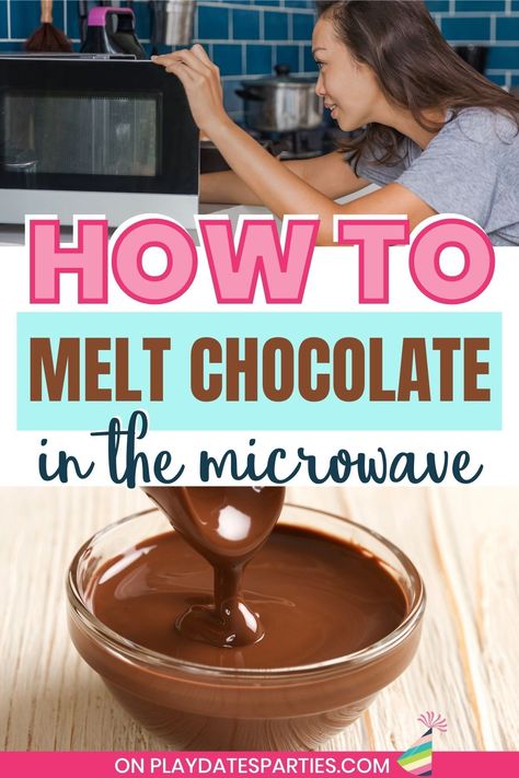 Melting chocolate can seem daunting, but with these tips and easy instructions you'll quickly become a master. We're sharing how to melt chocolate chips in the microwave, or in a double boiler on the stove. Plus, learn which method is best for your treats, whether you're making candy bark, dipping cake pops and truffles, or just need a delicious chocolate drizzle. Melting Chocolate For Strawberries, How To Make Melting Chocolate, Diy Melting Chocolate, Melting Chocolate In Crock Pot, How To Melt Chocolate In Microwave, Melting Chocolate In Microwave, How To Dip Cookies In Melted Chocolate, How To Melt Almond Bark For Dipping, How To Melt Chocolate Chips For Dipping