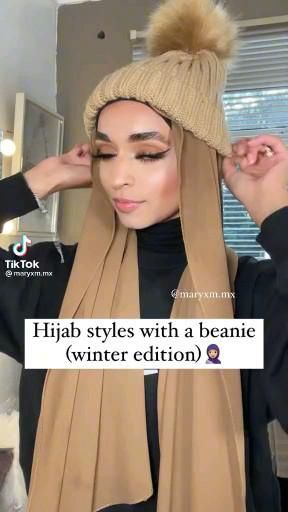 Beanie With Hijab Style, Beanie On Hijab, Ice Cap Hijab Outfit, Beanie Hijab Style, Cute Hijab Styles Tutorials, Hijabi With Beanie, Hijab With Beanie, Beanie Hijab, Hijab Beanie