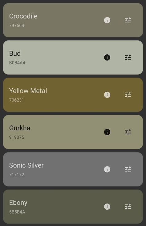 Green olive palette Green Hex Code Palette, Flat Color Palette, Color Design Inspiration, Hex Color Palette, House Color Palettes, Color Schemes Colour Palettes, Green Shades, Color Palate, Color Codes