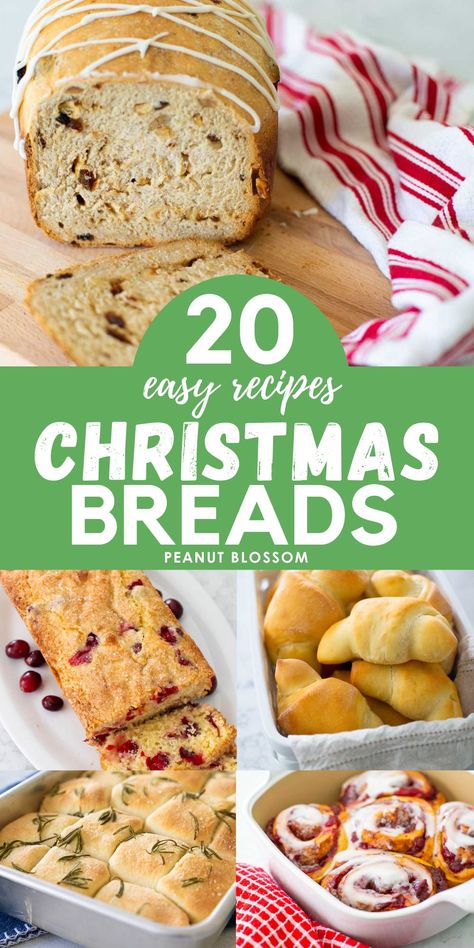 20 Easy Christmas Breads No Knead Christmas Bread, Festive Bread Recipes, Easy Christmas Breads For Gifts, Easy Holiday Bread Recipes, Christmas Breakfast Ideas Mornings, Breads For Christmas Gifts, Homemade Christmas Bread, Quick Breads For Christmas Gifts, Christmas Sweet Breads