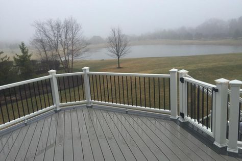 Gravel Path Trex® Deck White Railings Lake County | Rock Solid Builders, Inc. Trex Gravel Path Deck, Trex Patio, Deck Inspiration, Trex Decking, Patio Deck Designs, Gravel Path, Trex Deck, Lake County, Deck Ideas