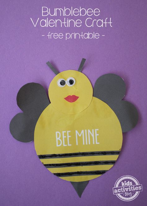 Bumblebee Valentine Craft {with a Free Printable} Bee Mine Valentine, Saint Valentin Diy, Valentines Bricolage, Valentine Art Projects, Easy Valentine Crafts, Valentine's Day Crafts For Kids, Preschool Valentines, Kids Valentines, Valentine Crafts For Kids